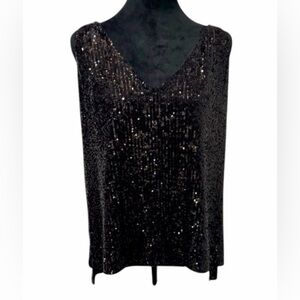 Gianni Bini Black Full Sequin Tank Top Size Blouse Size Large